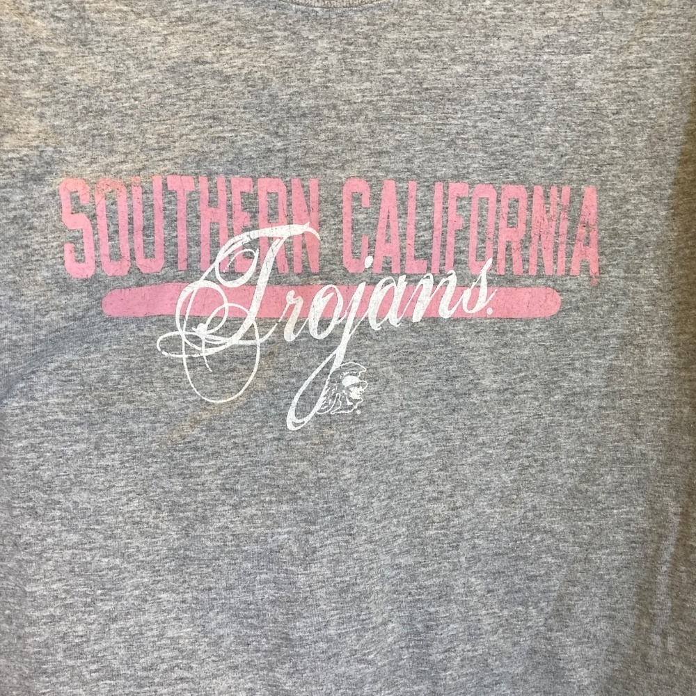 USC Trojans Gray Short Sleeve Shirt Sz M Pink White Tommy Trojan